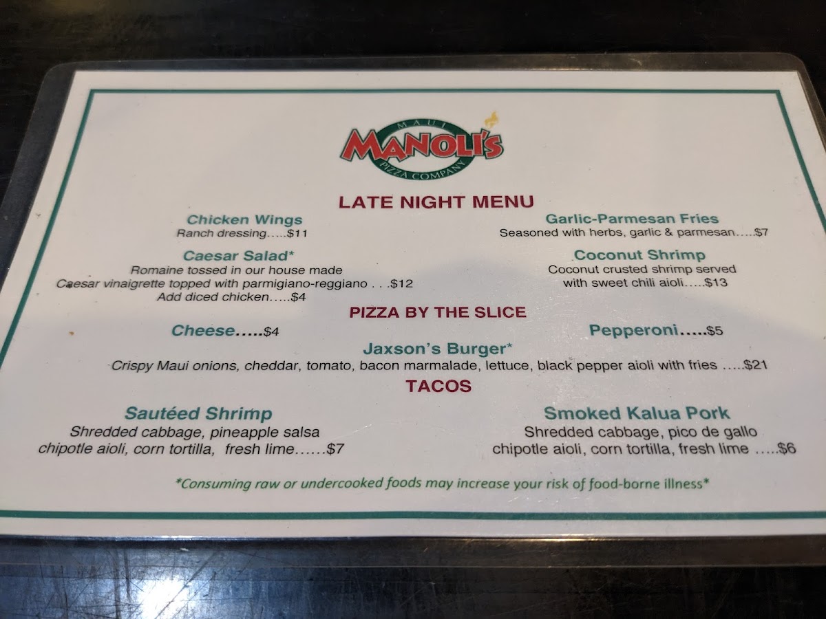 Manoli's Pizza Company Menu - Image 4